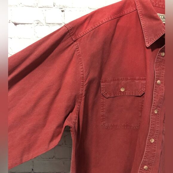 L.L. Bean Red Long Sleeve Button Up Men's Sz XXL - Picture 5 of 8